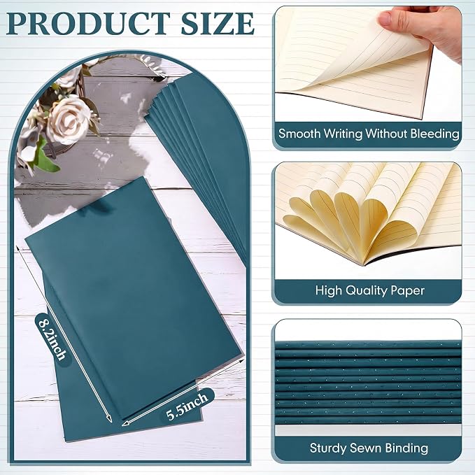 100 Pcs A5 Journals Notebooks Bulk,Dark Green,Lined | Kraft Softcover Small Notebooks 5.5 Inch x 8.3 Inch Notepads with 60 Page 30 Sheet for Writing Sketch Travel Office Supplies - Image 2