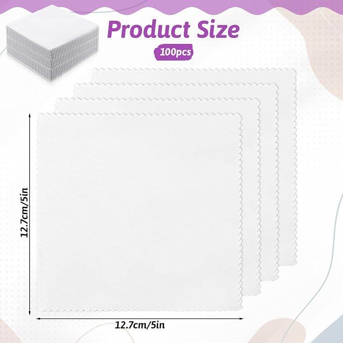 100 Pack 5-inch Cotton Fabric Squares, 5″ Precut Cotton Fabric Squares, Solids White Charm Pack, White - Image 2