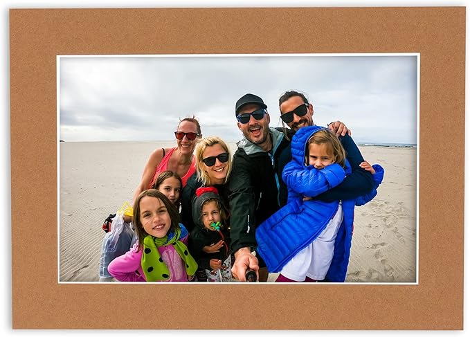 5x7 Mat for 8.5x11 Frame - Precut Mat Board Acid-Free Show Kit with Backing Board, and Clear Bags Brown 5x7 Photo Matte Made to Fit a 8.5x11 Picture Frame Matboard for Framing, Pack of 25 Mats - Image 6