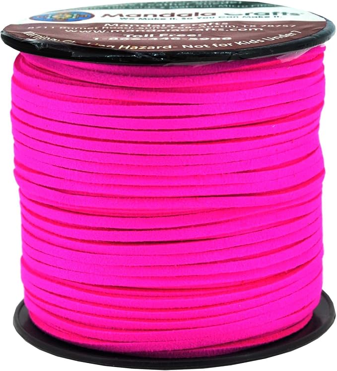 Mandala Crafts Faux Suede Cords Hot Pink Leather Cords for Jewelry Making - 2.65mm Leather Laces Leather Strips Flat Vegan Leather Strings for Dream Catchers Supplies by MandalaCrafts