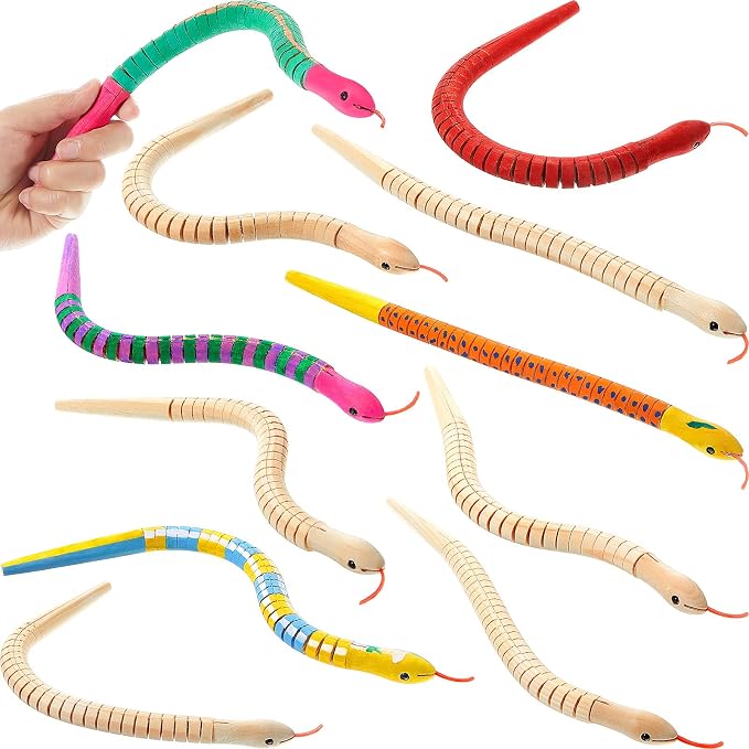 Gejoy 1000 Pieces Wooden Snakes 12 Inch Unfinished Jointed for Arts Crafts | Wiggle Snake Toys to Paint, Flexible Wood Snakes, Blank Wood Animal Models, Halloween Birthday Party Favors Decorations by Unknown
