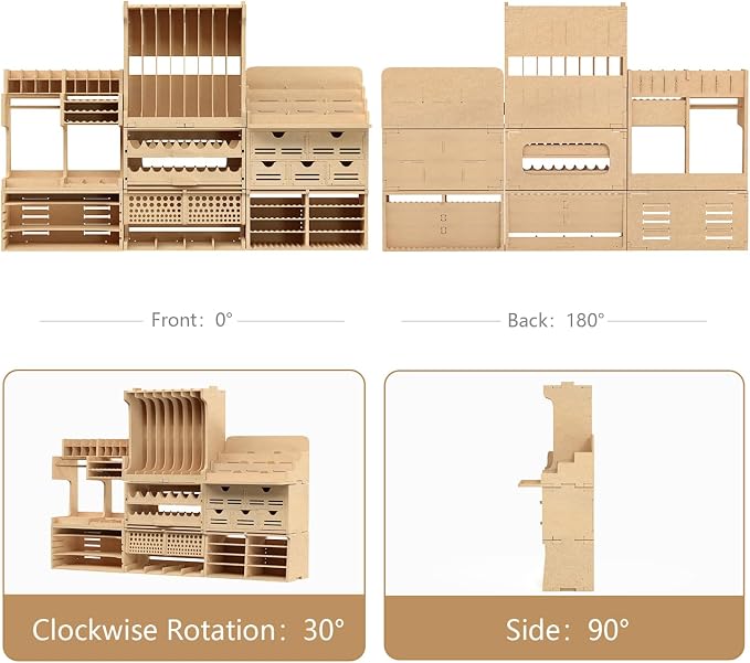 Wooden Model Kit Tool Organizer Storage Rack, Paint Rack Organizer with MDF Material, Brush/Screwdriver Storage, Craft Supplies Storage, Suitable for Tamiya Gundam Model Tools, GK10 - Image 7