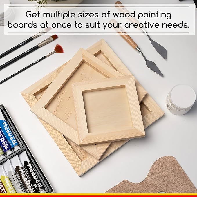 MEEDEN Unfinished Wood Canvas Kit: 3/4" Deep 6x6 8x8 10x10 Wooden Canvas Panel - 6 Pcs of Cradled Wood Art Boards for Pouring Art, Crafts, Painting - Image 4