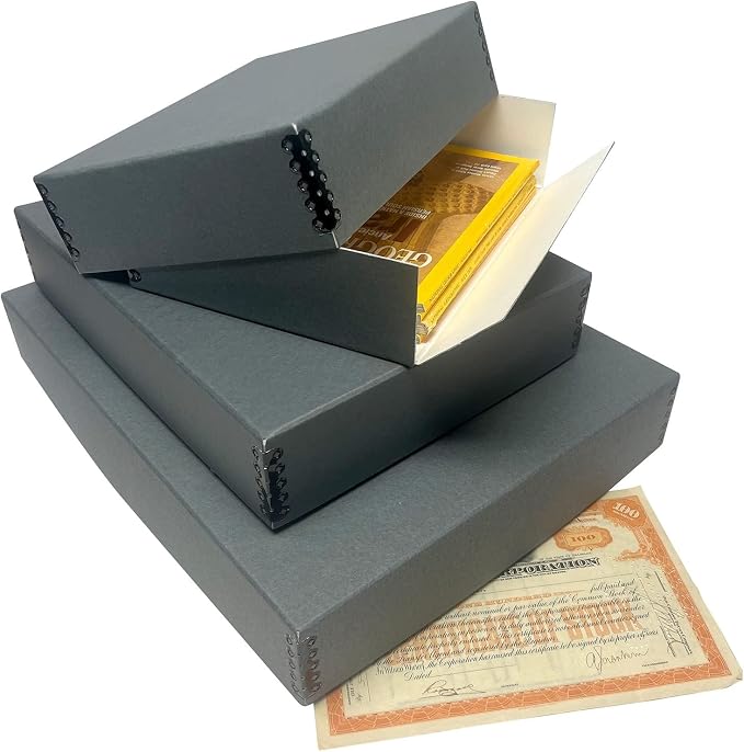 Lineco Museum Archival Storage Box, Drop Front, 9.25x11.75x3 in, Gray | Acid-Free with Metal Edge, Preserves Picture Longevity, Organize Photos, Newspapers, Prints, Documents, Crafts, DIY - Image 5