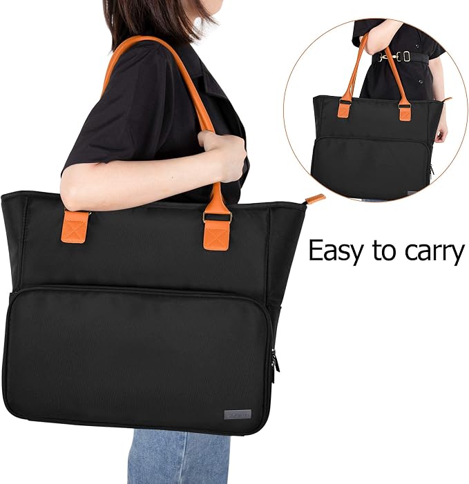 Yarwo Large Knitting Tote Bag with Crochet Hook & Needles Organizer Pockets | Yarn Storage Bag for WIP Projects, 14” Knitting Needles, Yarn Skeins, 4 Yarn Holes, Christmas & New Beginning Gifts for Women - Image 7