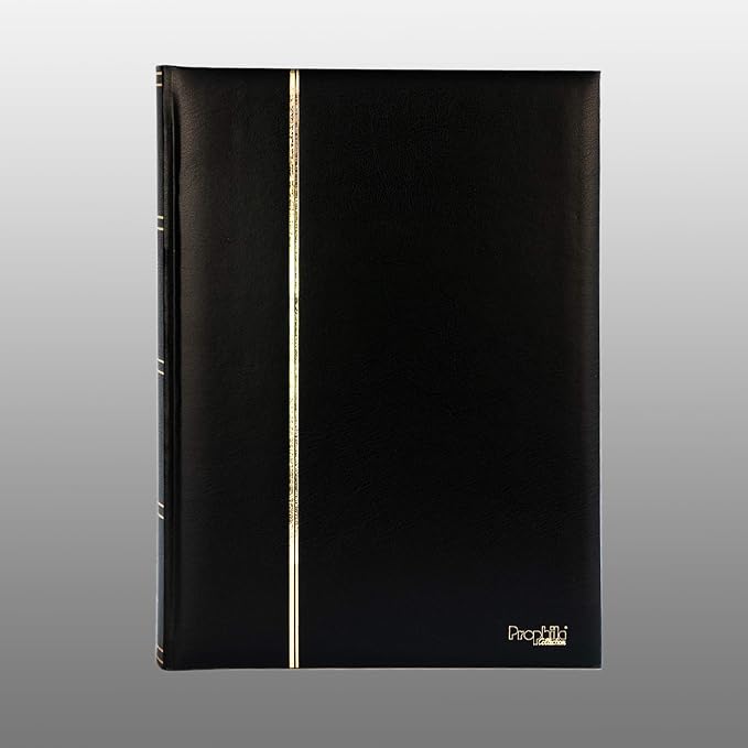 Prophila Stamp Album Stockbook 60 Black Sides, Leatherette Padded Black Cover - Image 2