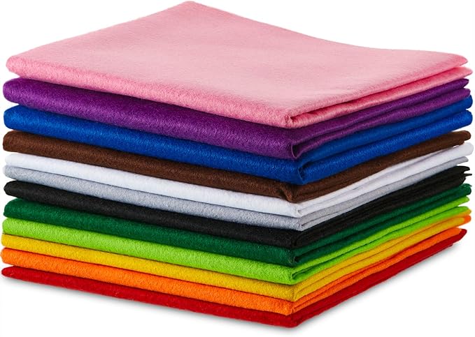 WILLBOND 12 Pcs 37 x 20 Inch Large Felt Fabric Sheets by The Yard 1.2 mm Soft Craft Felt Sheet 12 Assorted Color for DIY Summer Decor Graduation Gift Sewing Patchwork(Fresh Color) by Willbond+Technology+Limited