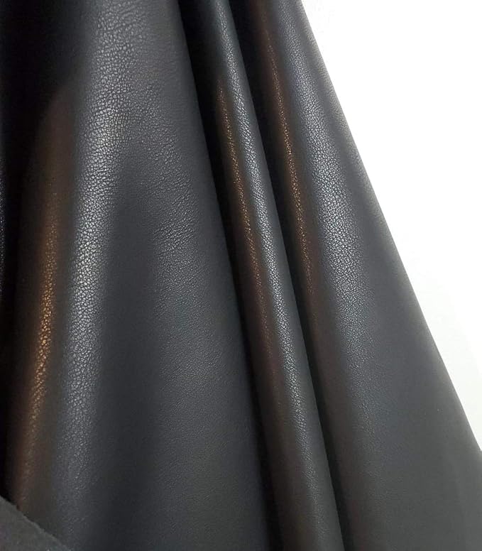 Black Faux PU (Peta Approved Vegan) Leather by the Yard Synthetic Pleather 0.7 mm Nappa Yards Garment Weight Smooth Upholstery (Black Stretch Lightweight, 5 Yard (180"x54")) - Image 2