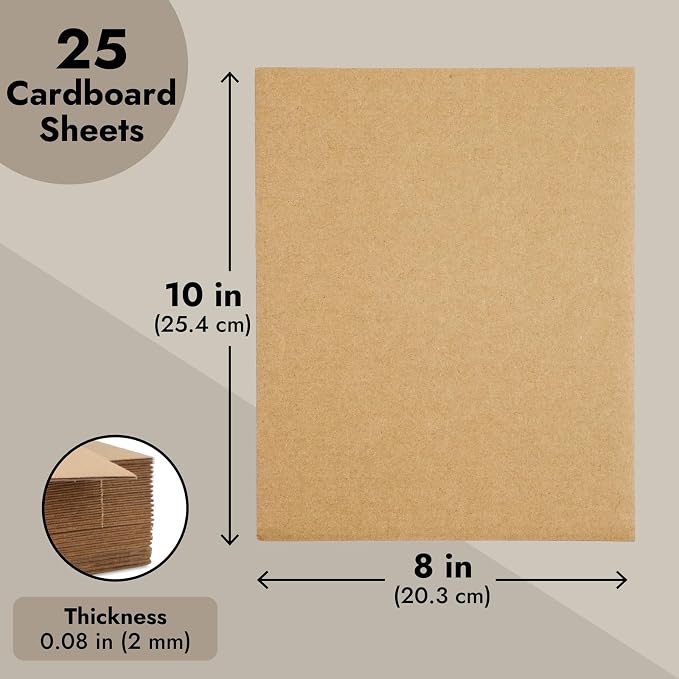 Juvale Corrugated Cardboard Sheets - 8 x 10.2 in, 2mm Thick E-Flute, Brown, 25 Pack - Flat Cardboard Sheets for Crafts & Mailing Inserts - Poster Board Backing & DIY Projects - Image 4