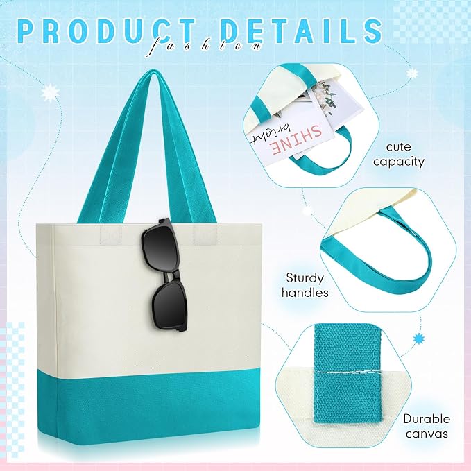 Sanwuta 12 Pcs Mini Canvas Tote Bag Small Sublimation Blank Reusable Grocery Cloth Tote for Women Craft DIY Gift Shopping (Bright) - Image 4