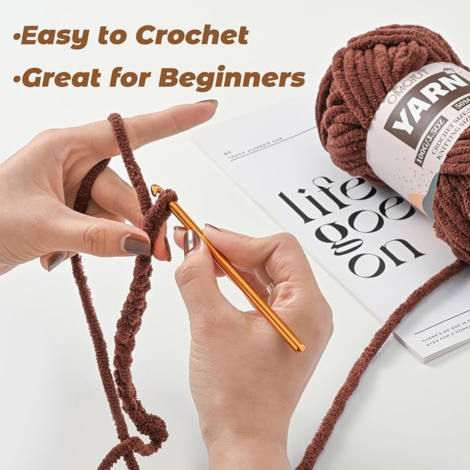 3 Pack Grayish Fluffy Chunky Chenille Crochet Yarn, Baby Yarn for Crocheting Soft Blanket, Bulky Velvet Yarn (100g/54.8yds Each), Plush Amigurumi Yarn for Knitting Crafts, Scarves, Puzzle - Image 5