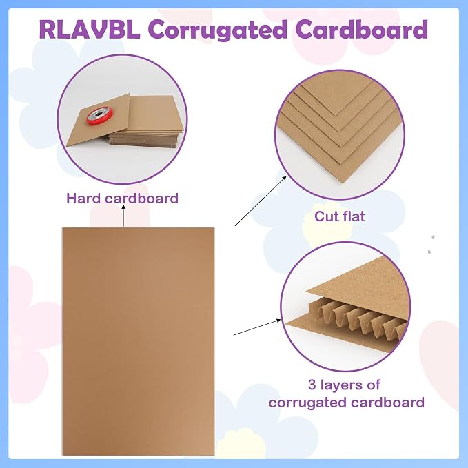 RLAVBL 5 Pack 24x36 Large Corrugated Cardboard Sheets, Flat Cardboard Inserts for Shipping, Mailing, Packing, DIY Crafts - Image 3