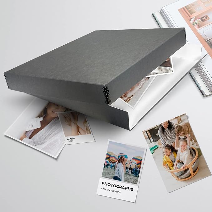 Lineco Museum Archival Storage Box, Drop Front, 20.75x24.75x3 in, Gray | Acid-Free with Metal Edge, Preserves Picture Longevity, Organize Photos, Newspapers, Prints, Documents, Crafts, DIY - Image 8