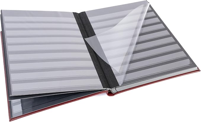 LIGHTHOUSE – “PREMIUM” Bonded Leather Cover Stockbook for Stamps - 32 Black Cardstock A4 Pages with Clear Strips and Double Linen Hinges - Slipcase Included - Red - Image 3