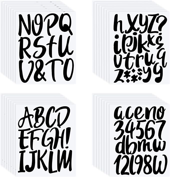 Outus 576 Pcs 8 Sheets Letters Stickers Vinyl Alphabet Number Decals Back to School Supplies for Water Bottles Cups Mailbox Scrapbooking Bulletin Board Classroom Decor(Black,4 Inch) by Outus