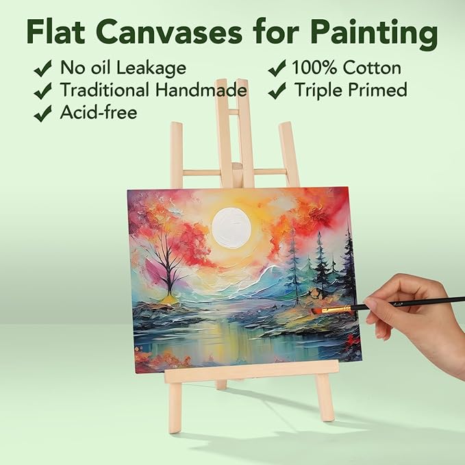ESRICH Canvas Boards for Painting 32 Pack Art Supplies Paint Canvas 3x5, 4x6, 5x7, 8x10, 9x12, 11x14 Blank Large Canvases for Painting-Cotton Primed Canvas Panels for Acrylic, Oil, Gouache & Tempera. - Image 3