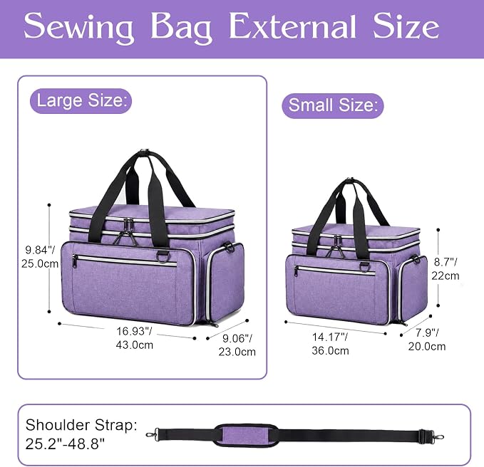 Anitor Sewing Supplies Organizer, Double Layer Sewing Storage Organizer | Two Detachable Dividers, Large Travel Sewing Bag Organizer with Shoulder Strap for Accessories (Bag Only) - Image 2