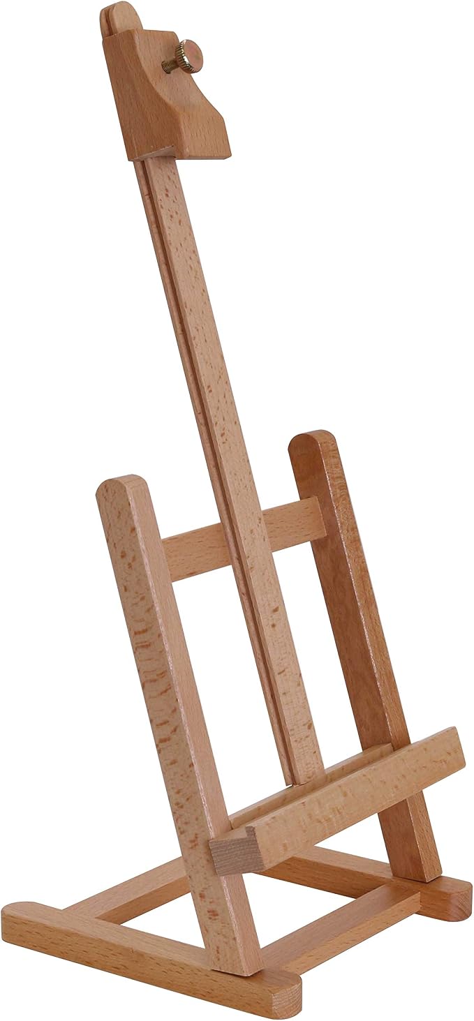 U.S. Art Supply 16" Mini Wooden Studio Tabletop Easel - H-Frame Artists Adjustable Painting and Display Stand, Holds Up to 12" Canvas - Portable Table Top Easel for Painting, Artwork by USArtSupply
