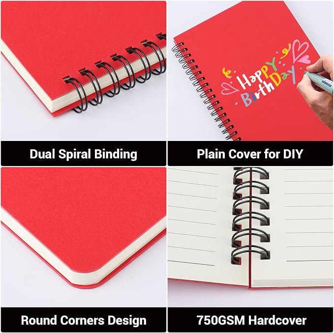 EUSOAR College Ruled Spiral Notebook, A5 1pack 5.5"X8.3" 160 Pages Lined Travel Writing Subject Notebooks Journal, Memo Notepad Sketchbook, Students Office Business Diary Ruled Journal-Red Cover - Image 4