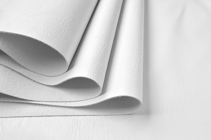 Wento Thick Faux Leather Fabric Soft Skin Grain PU Leather for Furniture Cover Reupholster Sofa Chairs Cushions Vinyl Upholstery (5 Yards, White) by Wento