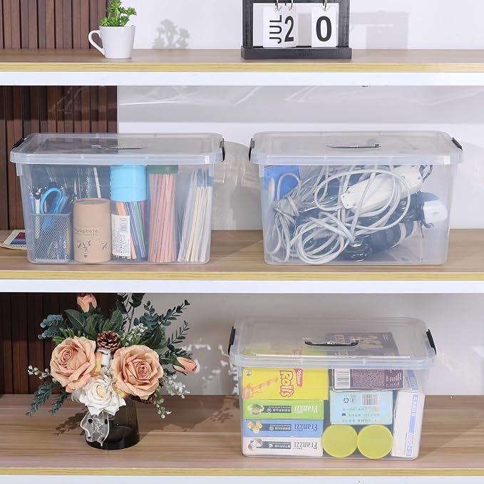 20 Quarts Plastic Storage Latches Box with Lid, Clear Latching Storage Bin, 4 Packs - Image 6