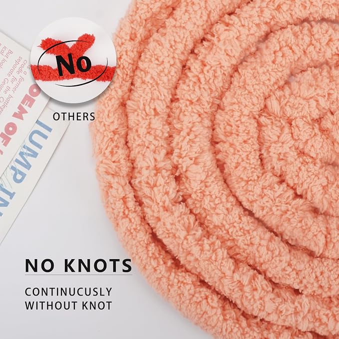 Chunky Yarn for Hand Knitting, Chunky Chenille Blanket Yarn for Crocheting, Bulky Soft Fluffy Chenille for Blanket Project, 8 Pack of 8oz/25yds, Salmon - Image 2
