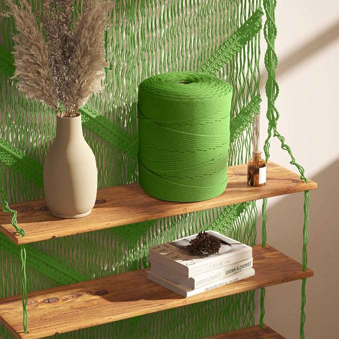 ZUEXT Macrame Cord, Apple Green, 4mm x 547yds Cotton String Macrame Yarn | Natural Handmade, 4 Strands Twisted Cotton Rope, for Craft Wall Hanging Weaving Tapestry Dream Catchers Hanger DIY Gift, 500m - Image 8