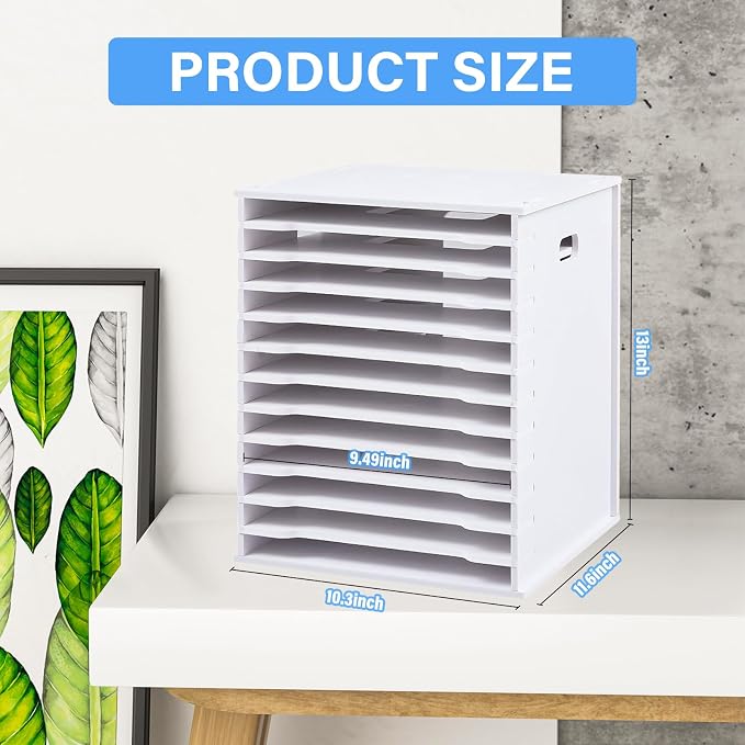 Paper Organizer for Desk 8.5x11'',A4 Paper Sorter-12 Tier | Desk Paper Organizer Storage,Document Holder Storage, Scrapbook Paper Storage Rack for Home Office - Image 6