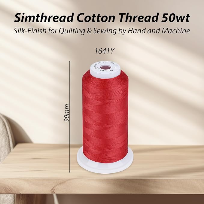 Simthread 100% Cotton Thread 50wt 1641 Yards Beige for Home Sewing Quilting Machine - Image 2