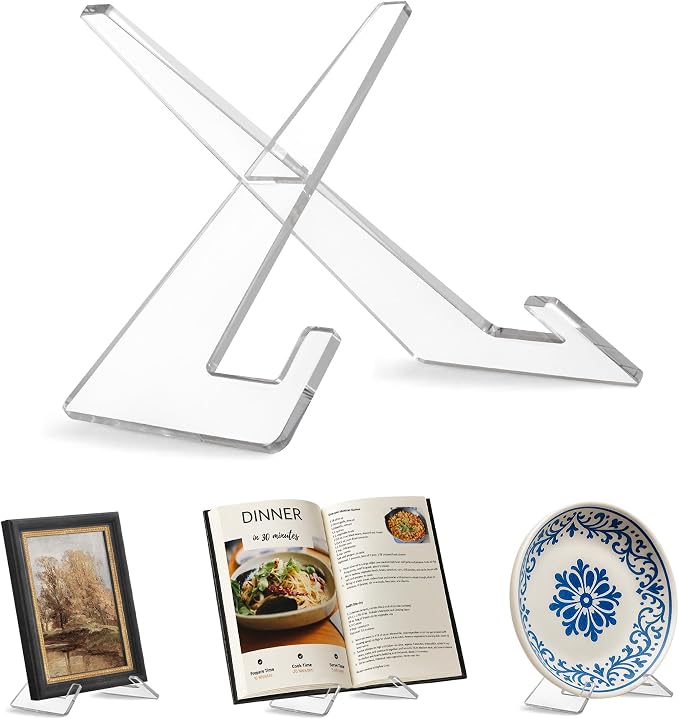 Americanflat Acrylic Easel Stand - 6" Tabletop Easel and Plate Stand - Lightweight Display Holders for Photos, Cards, Frames, Books, Magazines, Albums - Home or Office Decor by Americanflat