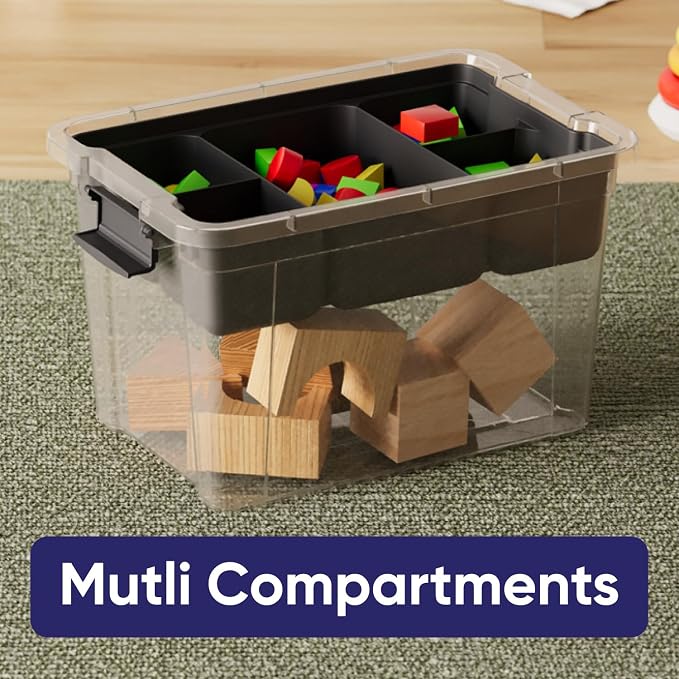 Superio Storage Container Organizing Bin with Removable Tray Deep Plastic Tools, Sewing, Crafts Box,14.75 Qt, 6 Pack - Image 4