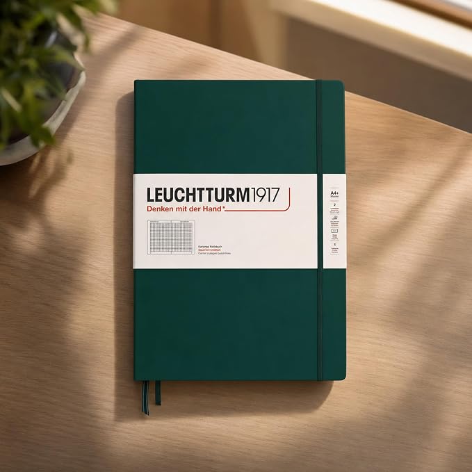 LEUCHTTURM1917 - Notebook Hardcover Master Classic A4+ - 235 Numbered Pages for Writing and Journaling (Forest Green, Squared) - Image 4