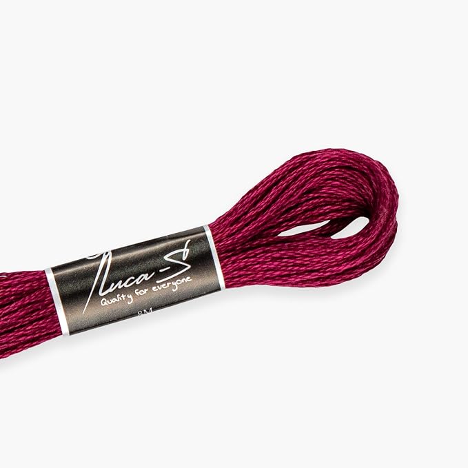 Premium Embroidery Thread Luca-S, 100% Giza Cotton, Oeko TEX Certified Stranded Cotton - 114 / DMC 3685 / Anchor 70 by Luca-S
