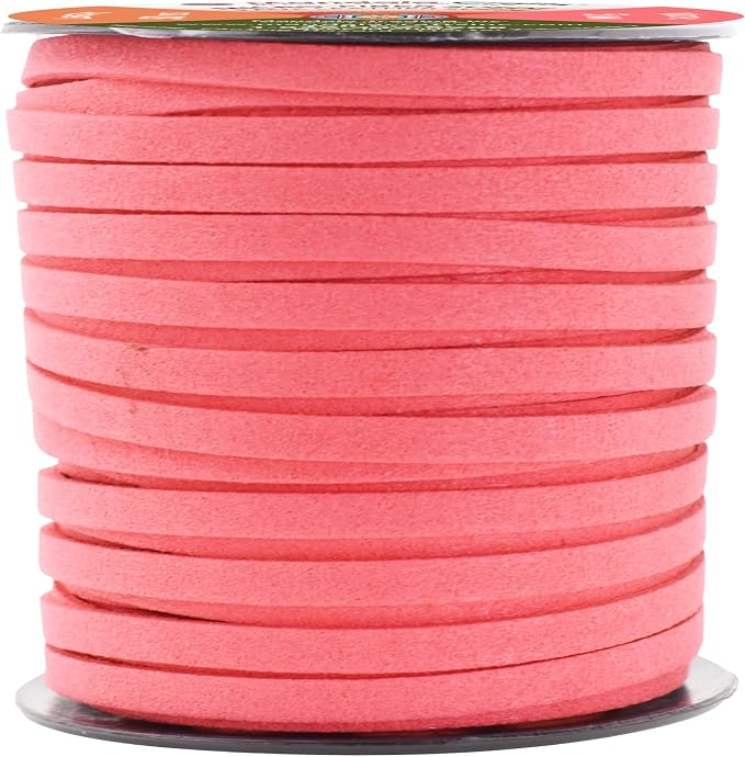 Mandala Crafts 5mm Coral Faux Suede Vegan Leather, Jewelry Making | 50 Yards Durable Flat Leather Strings, Laces & Strips for Bracelets, Necklaces, Braiding, Dream Catchers Supplies & Chokers by MandalaCrafts