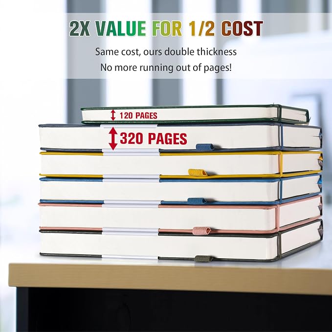5 Pack Graph Paper Notebook Bulk, A5, 312 Numbered Pages Grid Journal Set | Cost-Effective 5 Pack 1600 Pages, 100gsm No Bleed Paper, Leather Hardcover, Lay-Flat, for Math, Engineering, Technical Notes - Image 2