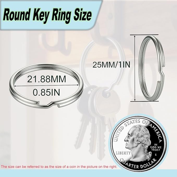 1500PCS Key Rings Bulk,1 Inch (25mm) Split Metal Alloy Keychain Rings | Sturdy alloy split key‑rings fit jewelry‑making, bag pendants,handmade crafts and daily key‑organizing - Image 2