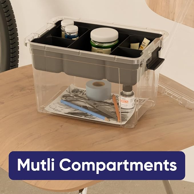 Superio Small Storage Container Organizing Bin with Removable Tray Deep Plastic Tools, Sewing, Crafts Box, 4.75 Qt, 6 Pack - Image 4