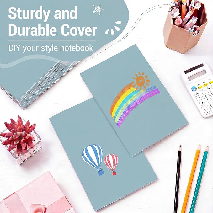 100 Pcs A5 Journals Notebooks Bulk,Lake Blue,Lined | Kraft Softcover Small Notebooks 5.5 Inch x 8.3 Inch Notepads with 60 Page 30 Sheet for Writing Sketch Travel Office Supplies - Image 6