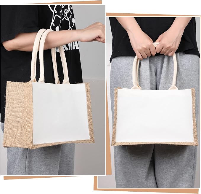 Reginary 16 Pack Burlap Tote Bags Jute Tote Bags with Handles Reusable Blank Canvas Grocery Bag for Women Bridesmaid Wedding Gift DIY Beach Shopping, 12.6 x 8.3 x 5.1 Inch - Image 6