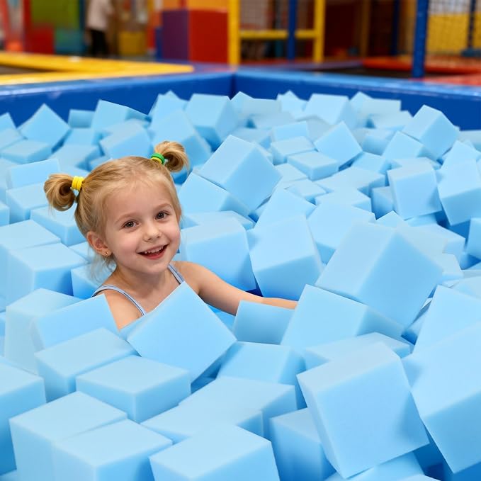 Foam Pit Blocks Foam Padding Sponge Pit Cubes Sponge Blocks for Amusement Park Gymnastics Freerunning and Parkour Courses - 24PCS 5" x 5" x 5" (Light Blue) - Image 6