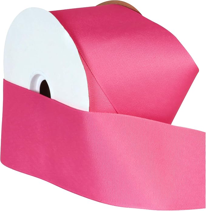 Berwick Offray 3" Grosgrain Ribbon, New Bright Pink, 50 Yards - Image 2