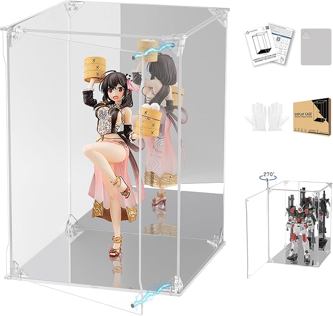 Clear Acrylic Display Case with Mirrored Back and Base, UV Protected Acrylic Box with Magnetic Door, Dustproof Display Box Showcase for Collectibles, Figures, Models, Toys (8x8x12inch) by Unknown