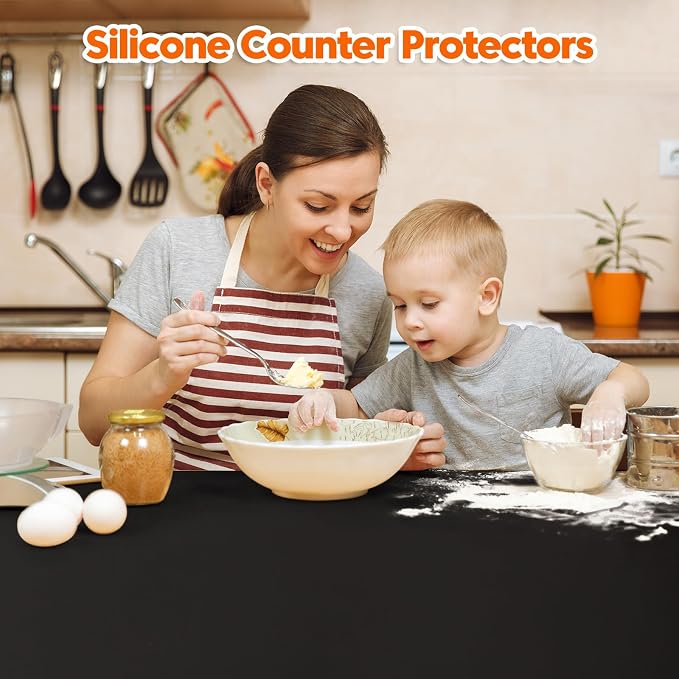 Extra Large Silicone Mat, 96”x36” Heat Resistant Mats for Countertop, Cuttable Waterproof Kitchen Counter Mat, Multipurpose Countertop Protector Mat, Silicone Mats for Kitchen Counter (Black) - Image 6