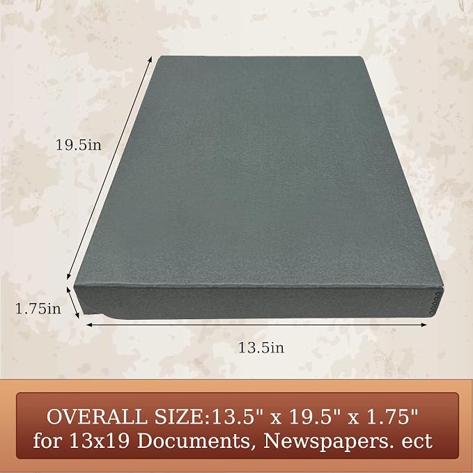 Golden State Art, Clamshell Archival Folio Storage Box 13x19, Gray | Acid-Free Photo Box with Metal Edge Corner, Preserve And Store Paper Documents Cards Prints Arts and Crafts DIY Projects - Image 2