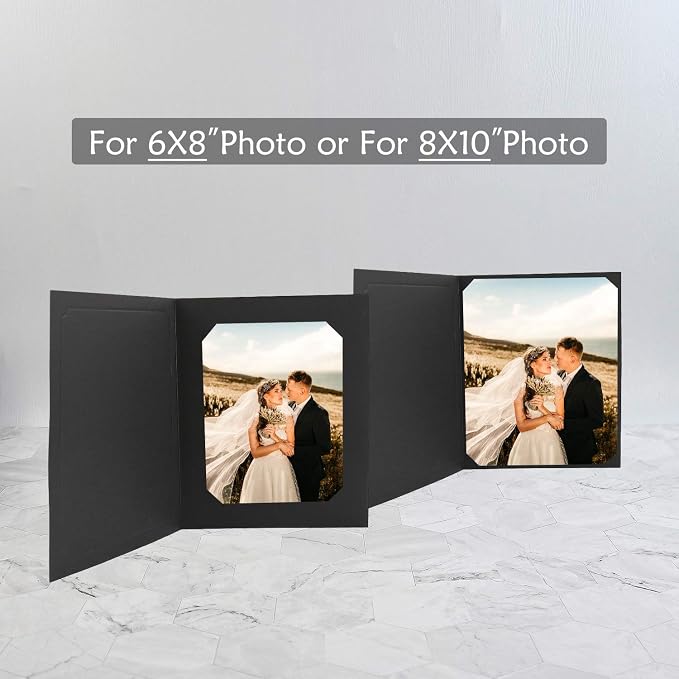 Golden State Art 50 Pack, Black with Gold Lining, Cut Corner Photo Folders for 6x8/8x10 Pictures, Perfect for Weddings, Birthdays, Christmas, Graduation, and Special Events - Image 8
