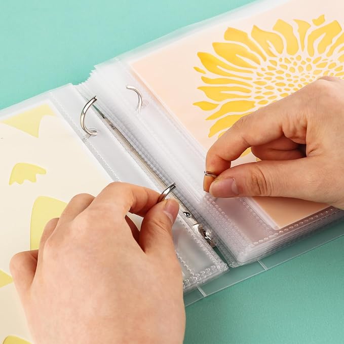 Briartw Cookie Stencil Storage Binder for Storage 6x6 inch Stencils,Die Cuts,DIY Scrapbooking,Clear Stamp,Storage Folder Organizer Include 2 Cover,100 Sleeve,100 Backing Paper and 20 Divider Tabs - Image 4