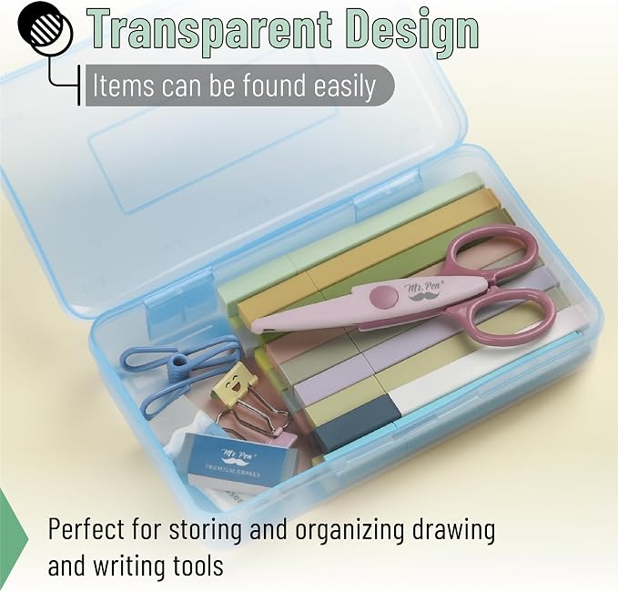 Mr. Pen- Plastic Pencil Case Box, 6 Pack | Large Crayon Marker Pen Organizer Bulk, Plastic Bead Organizing Container with Snap-Tight Lids, Clear Craft Storage Boxes - Image 5