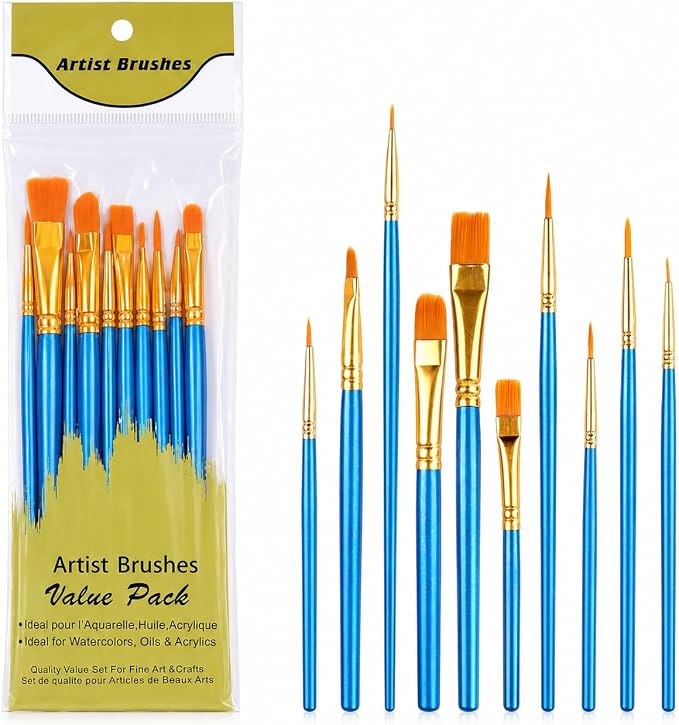Large Primed Canvas Roll for Painting, 63 in x 6 yd, 10 oz Cotton | Acid-Free Triple Gesso, Oil and Acrylic Ready, 10-Piece Artist Brush Set Included, Cuttable for Custom Art Projects - Image 6