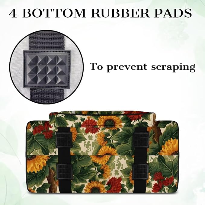 Highland Cow Carrying Travel Storage Sunflower Sewing Machine Bag Case with 4 Bottom Rubber Pads Portable Carrying Totes Easy to Clean Sewing Machine Storage Bag - Image 8