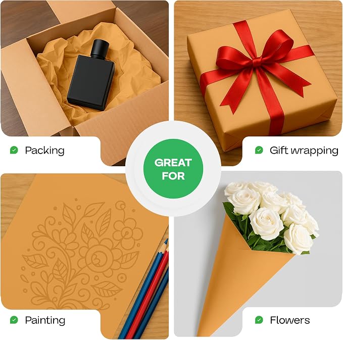 Orange Kraft Paper Roll 48" x 1200" (100 feet) with Cutter - USA-Made Gift Wrapping Paper for Packing, Moving, Shipping & Crafts/Arts - 100% Recyclable Natural Craft Material by IDL Packaging | Gift Wrapping Paper for Packing, Moving, Shipping & Crafts... - Image 6